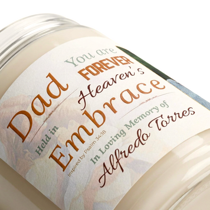 Heaven's Embrace Memorial Candle | Personalized Christian Sympathy Gift for Loss of Father