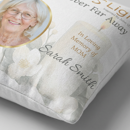 In Loving Memory Pillow – Christ’s Light Design | Personalized Christian Memorial & Sympathy Gift