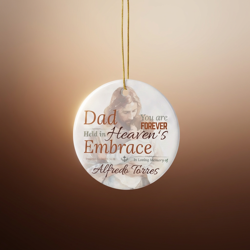 Heaven’s Embrace Memorial Ornament | Personalized Christian Sympathy Gift for Loss of Father