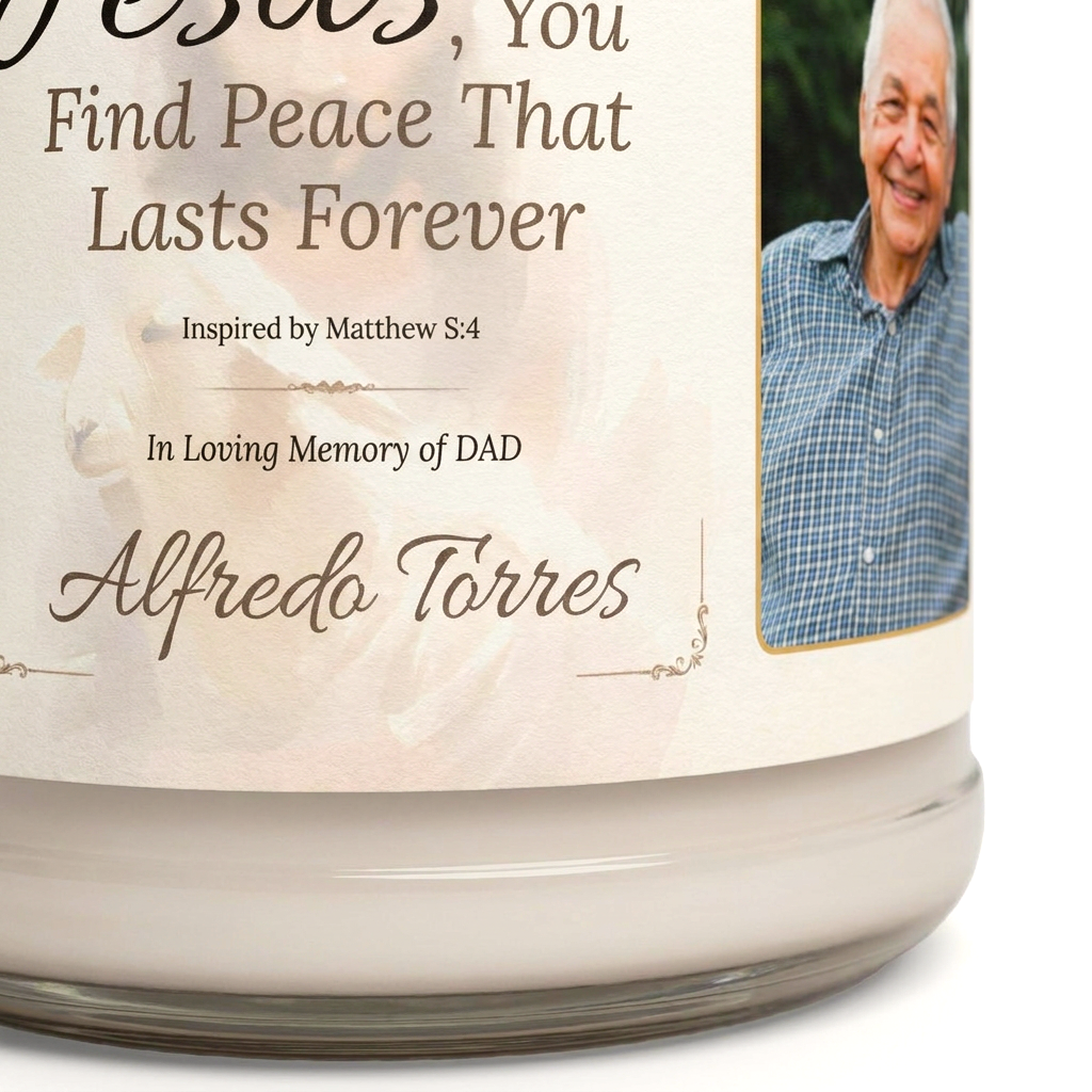 Lasting Peace Memorial Candle | Personalized Christian Sympathy Gift for Loss of Father