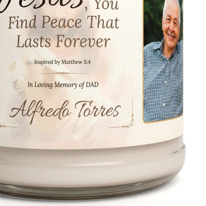 Lasting Peace Memorial Candle | Personalized Christian Sympathy Gift for Loss of Father