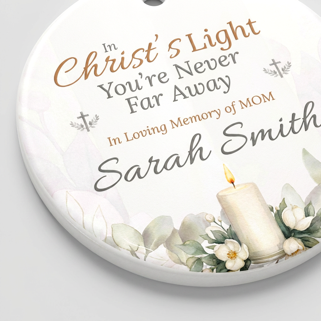 Christ’s Light Memorial Ornament | Personalized Christian Sympathy Gift for Loss of Mother