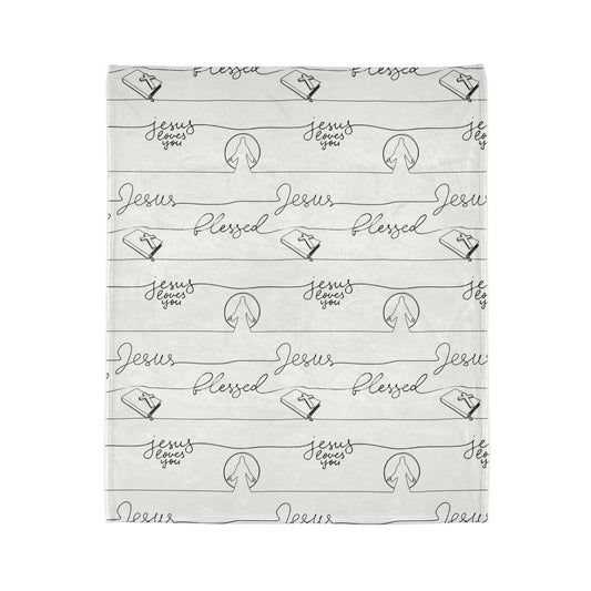 Christian Memorial Blanket - Jesus Loves You Blessed Design