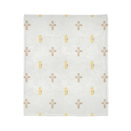 Christian Memorial Blanket - Cross and Candle Memorial Design