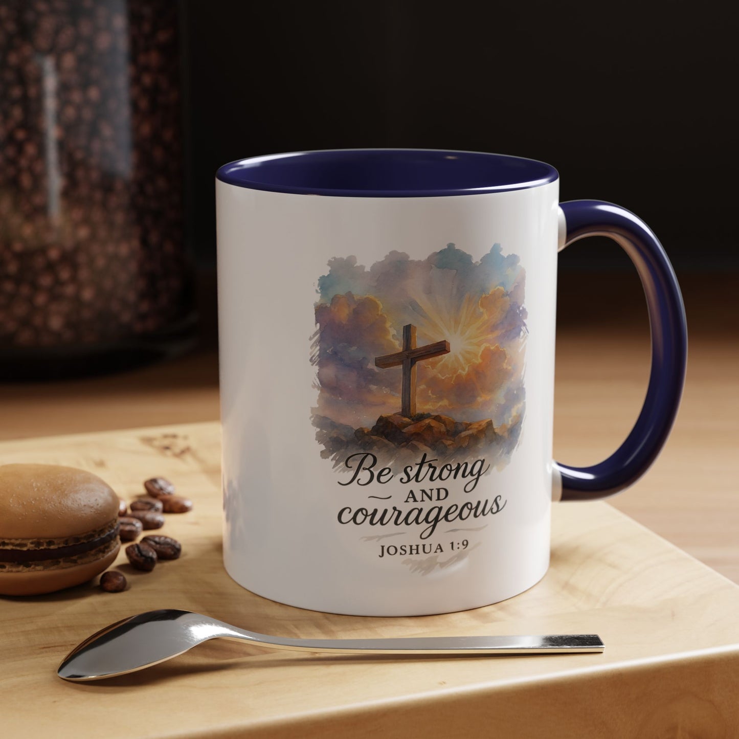 Memorial Accent Coffee Mug - Be Strong and Courageous - Joshua 1:9