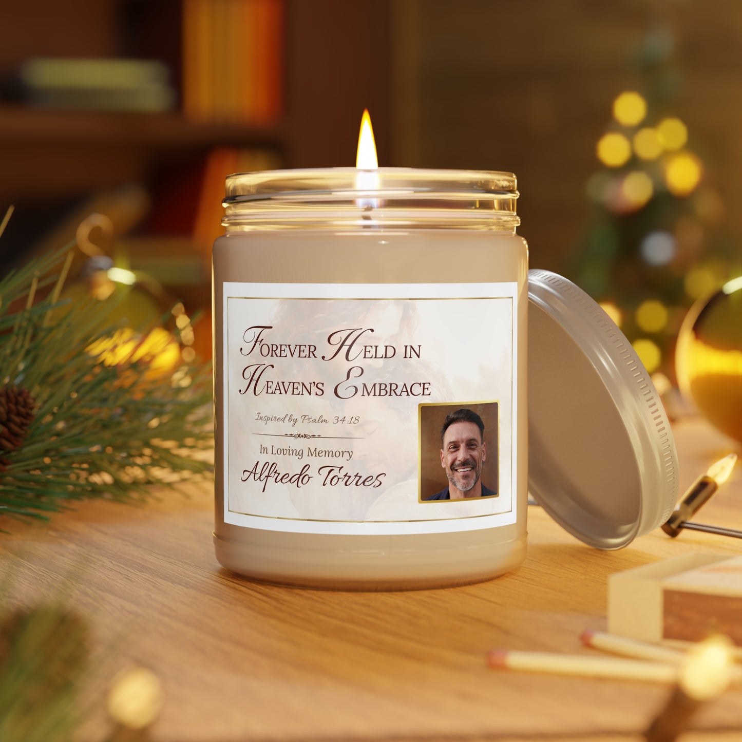 Heaven's Embrace Custom Photo Loss of Husband Candle