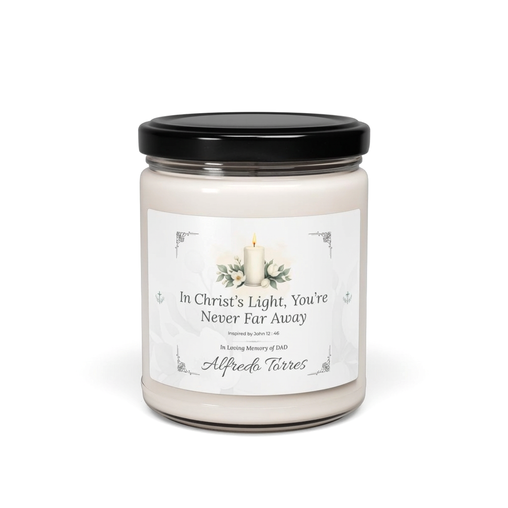 Christ’s Light Memorial Candle | Personalized Christian Sympathy Gift for Loss of Father