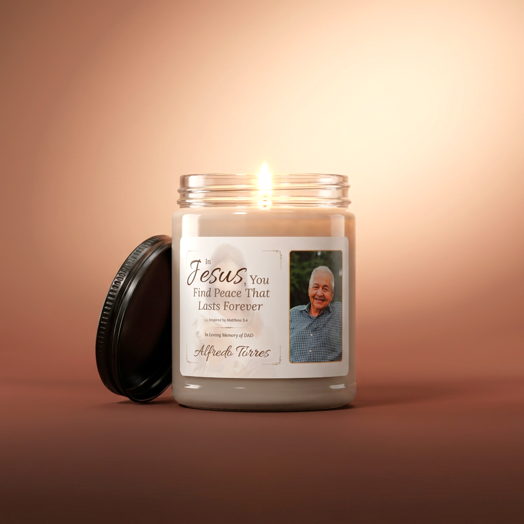 Lasting Peace Memorial Candle | Personalized Christian Sympathy Gift for Loss of Father