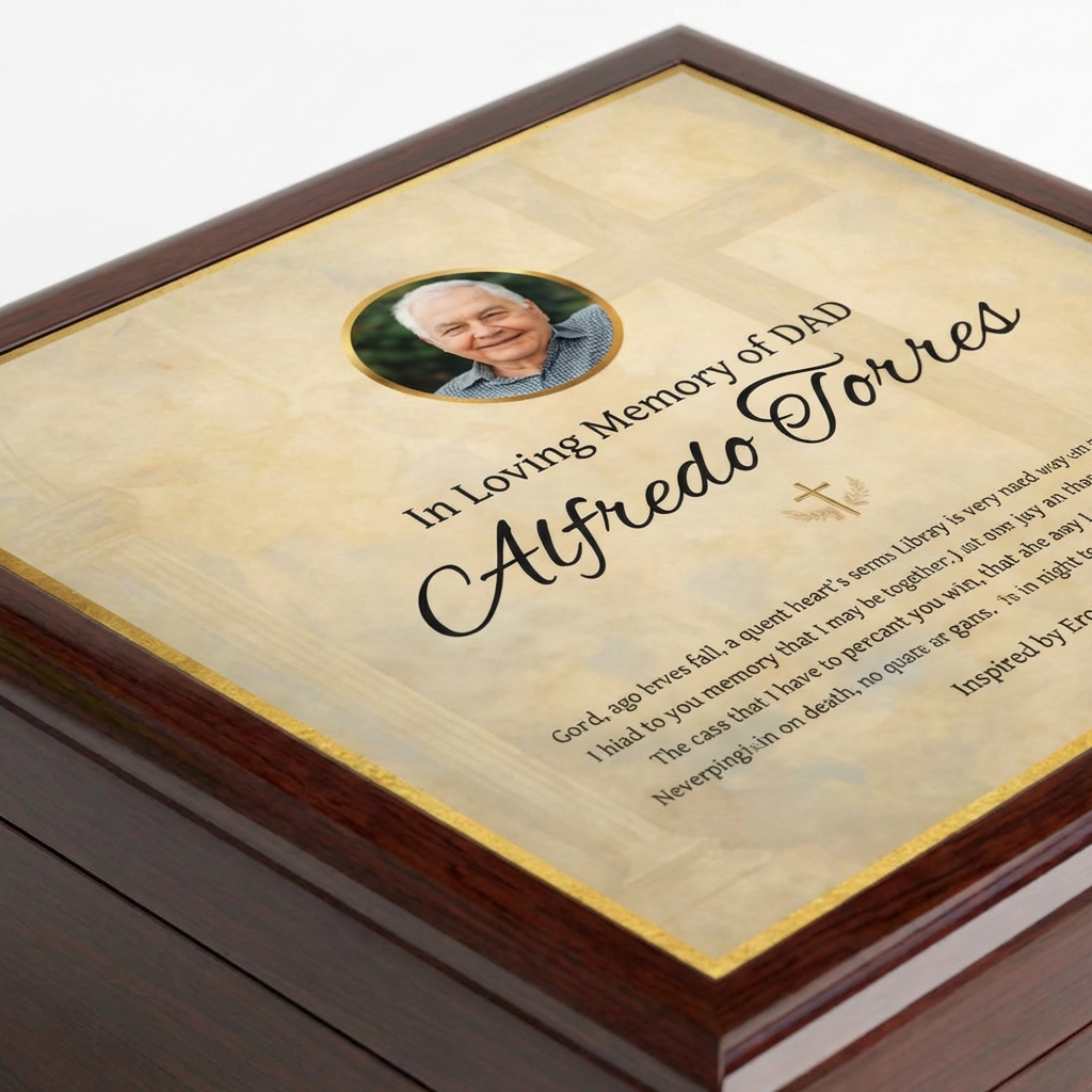 Golden Grace Memorial Keepsake Box | Personalized Christian Gift for Loss of Father
