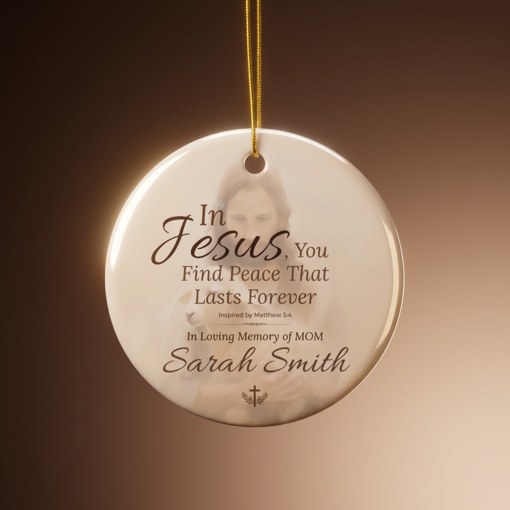 In Jesus You Find Peace Memorial Ornament | Personalized Christian Sympathy Gift for Loss of Mother