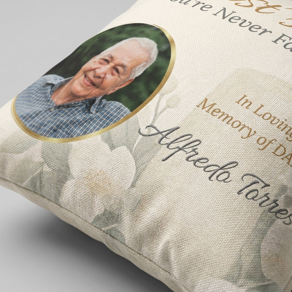 In Loving Memory Pillow – Christ’s Light Design | Personalized Christian Memorial & Sympathy Gift | Loss of Father