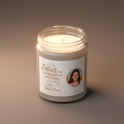 Lasting Peace Memorial Photo Candle | Personalized Christian Sympathy Gift for Loss of Child