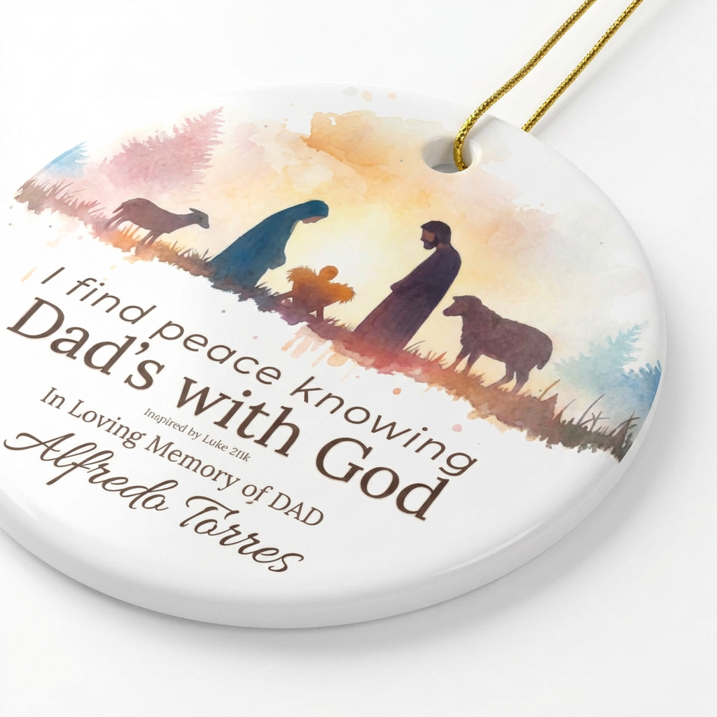 Dad’s with God Memorial Ornament | Personalized Christian Sympathy Gift