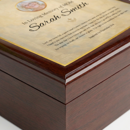 Golden Grace Memorial Keepsake Box | Personalized Christian Gift for Loss of Mother