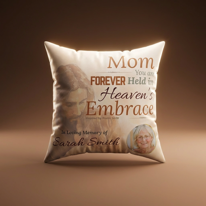 In Loving Memory Pillow – Heaven’s Embrace Design | Personalized Christian Memorial & Sympathy Gift