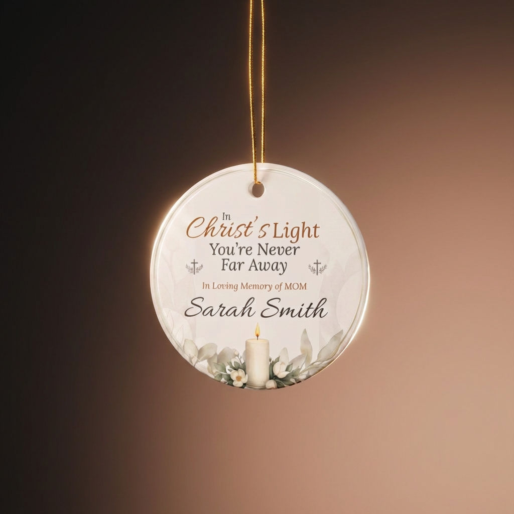 Christ’s Light Memorial Ornament | Personalized Christian Sympathy Gift for Loss of Mother
