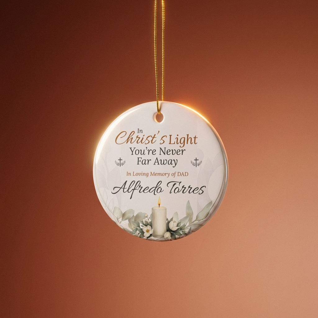 Christ’s Light Memorial Ornament | Personalized Christian Sympathy Gift for Loss of Father