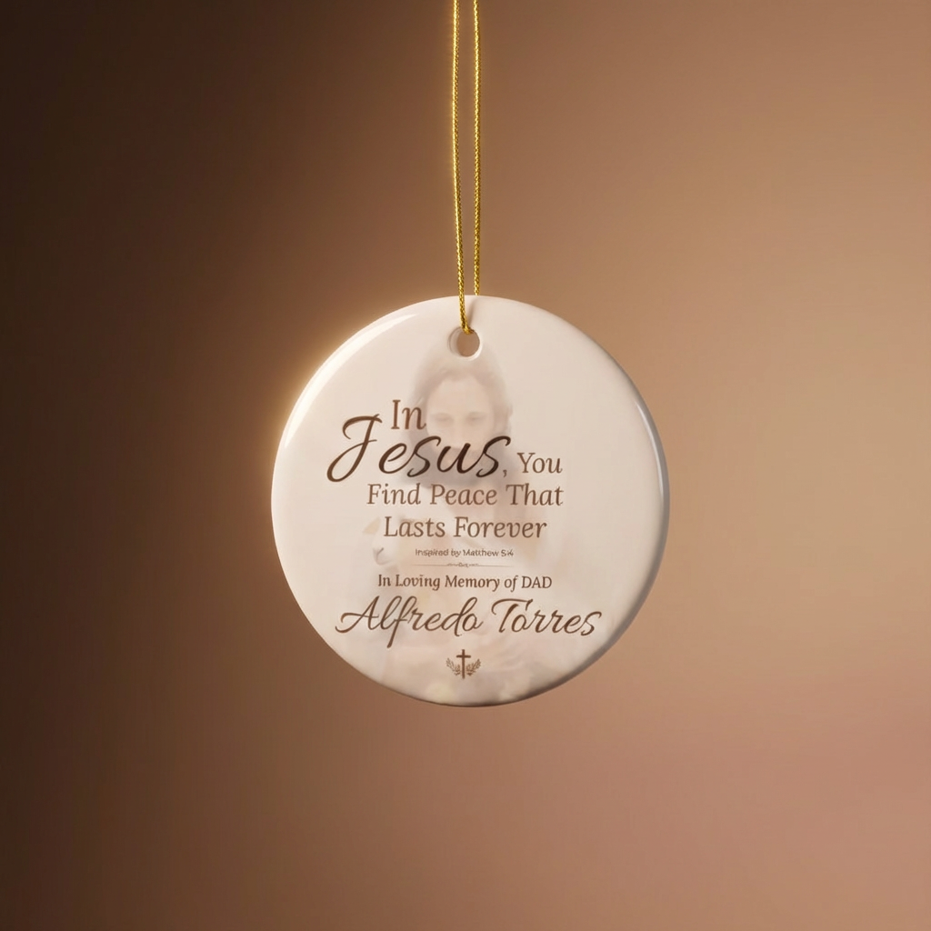 In Jesus You Find Peace Memorial Ornament | Personalized Christian Sympathy Gift for Loss of Father