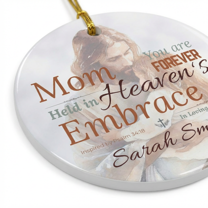 Heaven’s Embrace Memorial Ornament | Personalized Christian Sympathy Gift for Loss of Mother