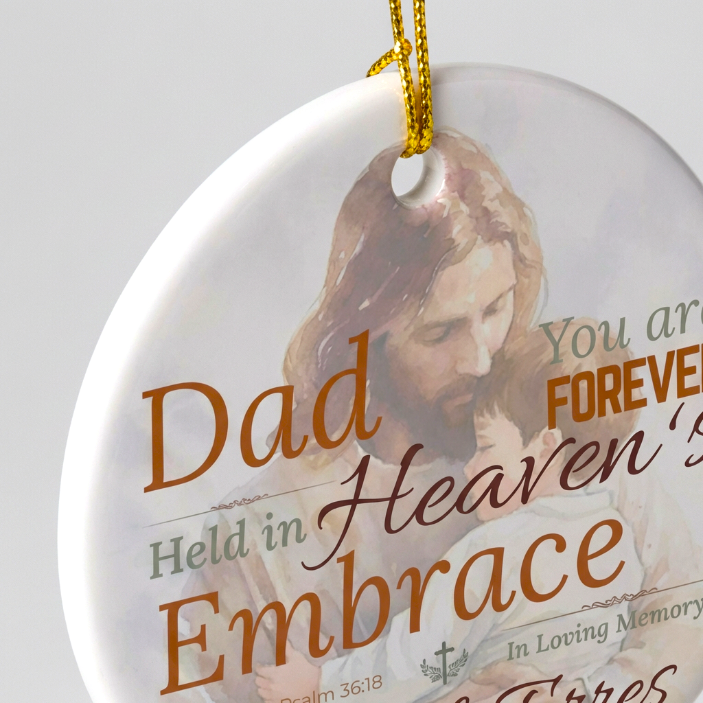 Heaven’s Embrace Memorial Ornament | Personalized Christian Sympathy Gift for Loss of Father