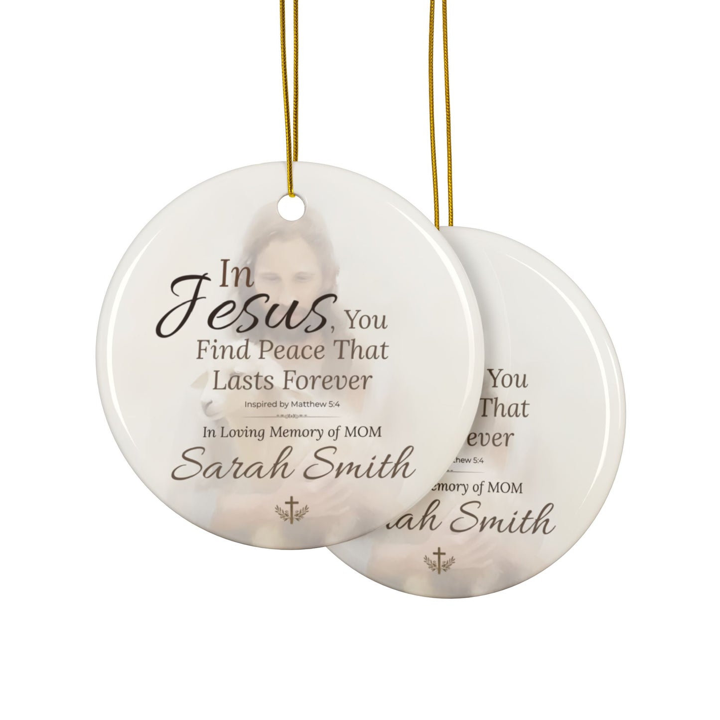 In Jesus You Find Peace Memorial Ornament | Personalized Christian Sympathy Gift for Loss of Mother