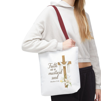Inspirational Tote Bag - Faith as a Mustard Seed - Matthew 17:20 Memorial Gift