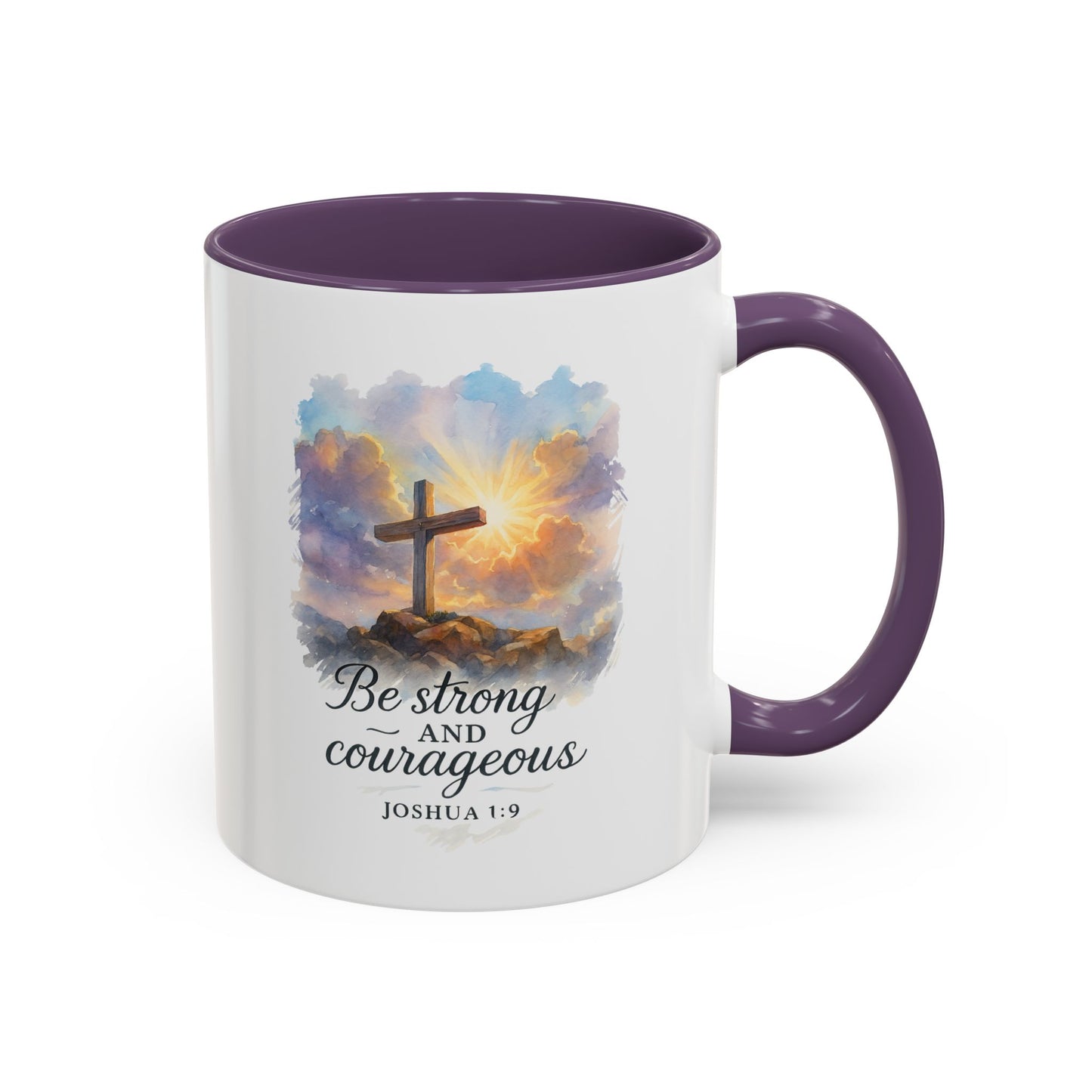 Memorial Accent Coffee Mug - Be Strong and Courageous - Joshua 1:9