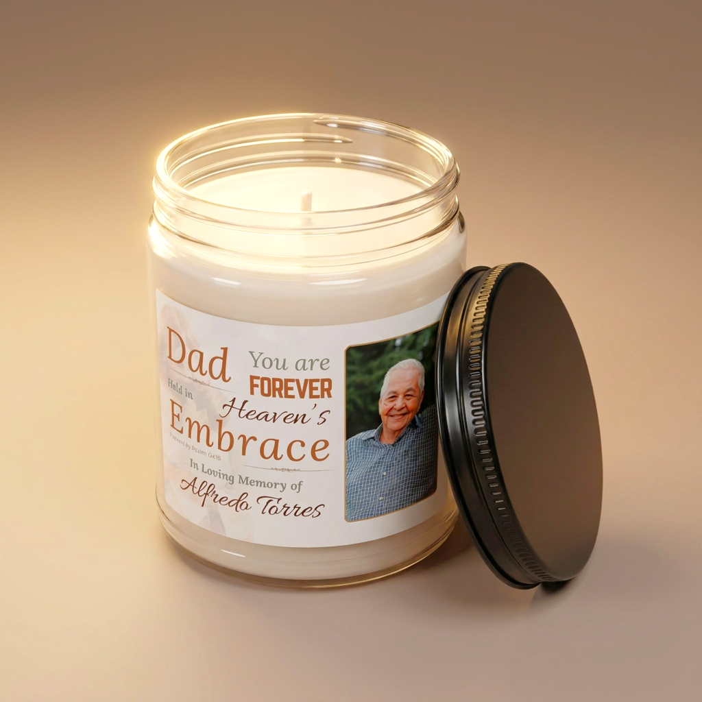 Heaven's Embrace Memorial Candle | Personalized Christian Sympathy Gift for Loss of Father