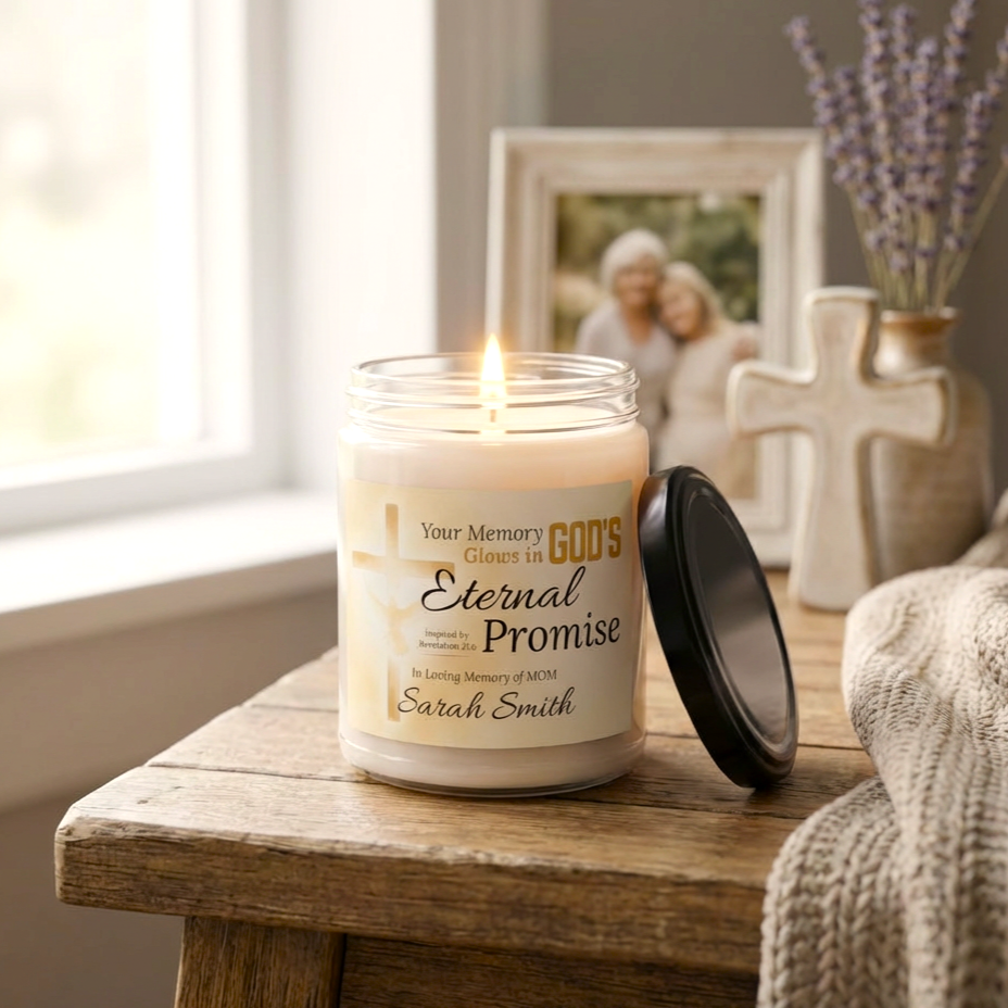 Eternal Promise Memorial Candle | Personalized Christian Sympathy Gift for Loss of Mother