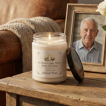 Christ’s Light Memorial Candle | Personalized Christian Sympathy Gift for Loss of Father