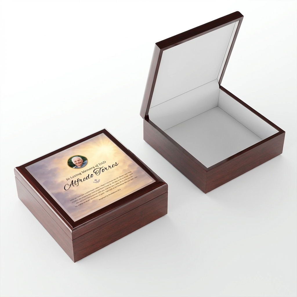 Heaven’s Light Memorial Keepsake Box | Personalized Christian Gift for Loss of Father