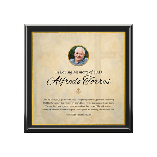 Golden Grace Memorial Keepsake Box | Personalized Christian Gift for Loss of Father