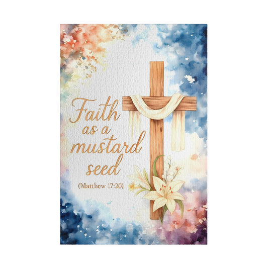 Watercolor Jesus Puzzle - Mustard Seed Faith Bible Verse Memorial Gift