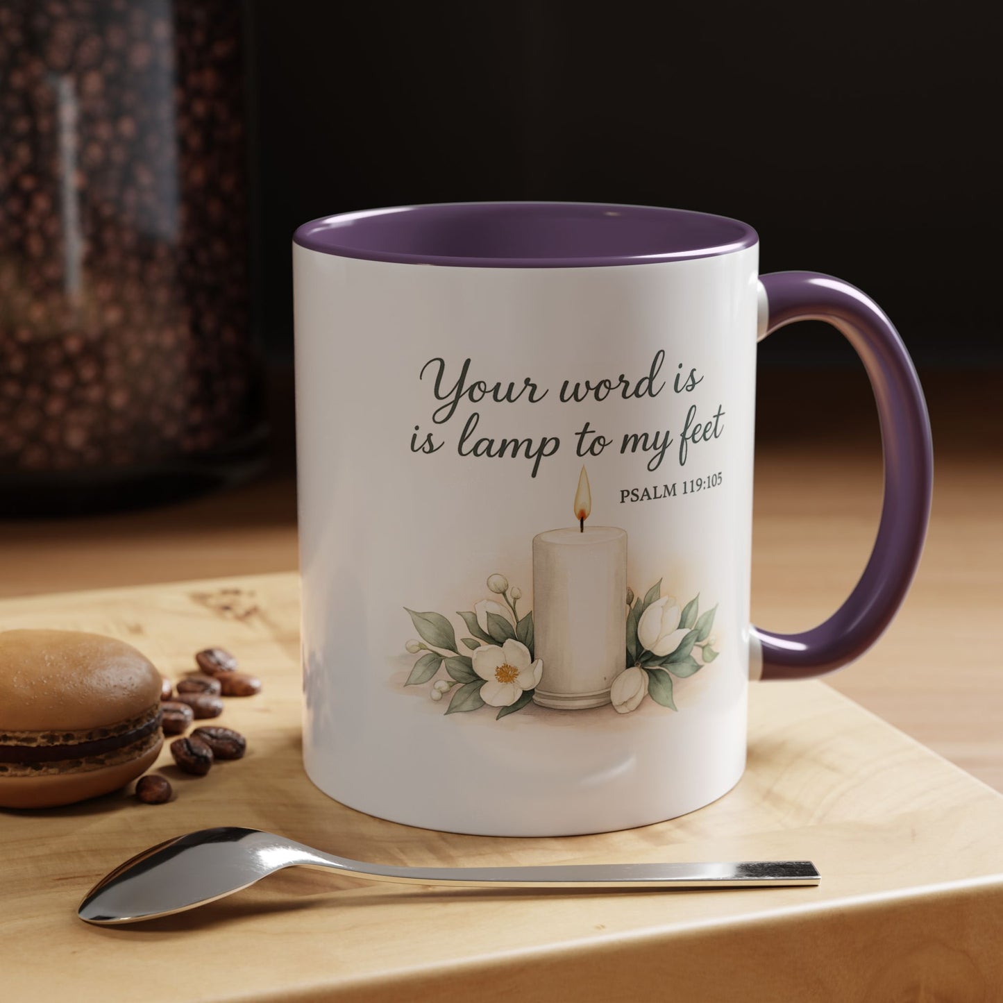 Memorial Accent Coffee Mug - Your Word Is a Lamp to My Feet - Psalm 119:105