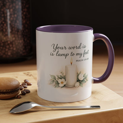 Memorial Accent Coffee Mug - Your Word Is a Lamp to My Feet - Psalm 119:105