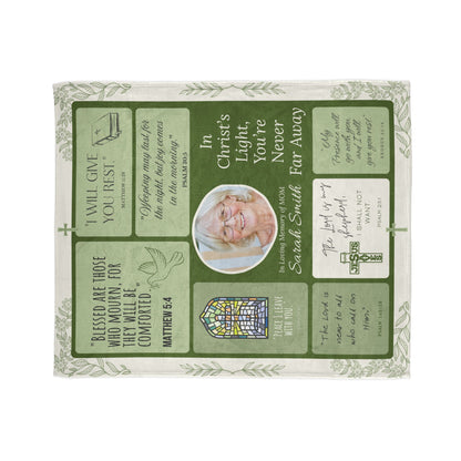 Christ’s Light Memorial Blanket – Green Scripture Design | Personalized Christian Bereavement Gift for Loss of Mother