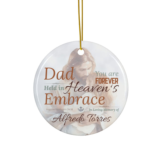 Heaven’s Embrace Memorial Ornament | Personalized Christian Sympathy Gift for Loss of Father