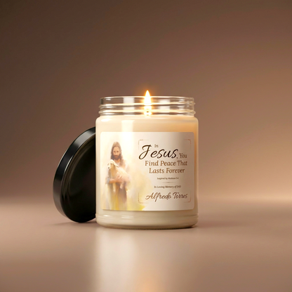 In Jesus You Find Peace Memorial Candle | Personalized Christian Sympathy Gift for Loss of Father