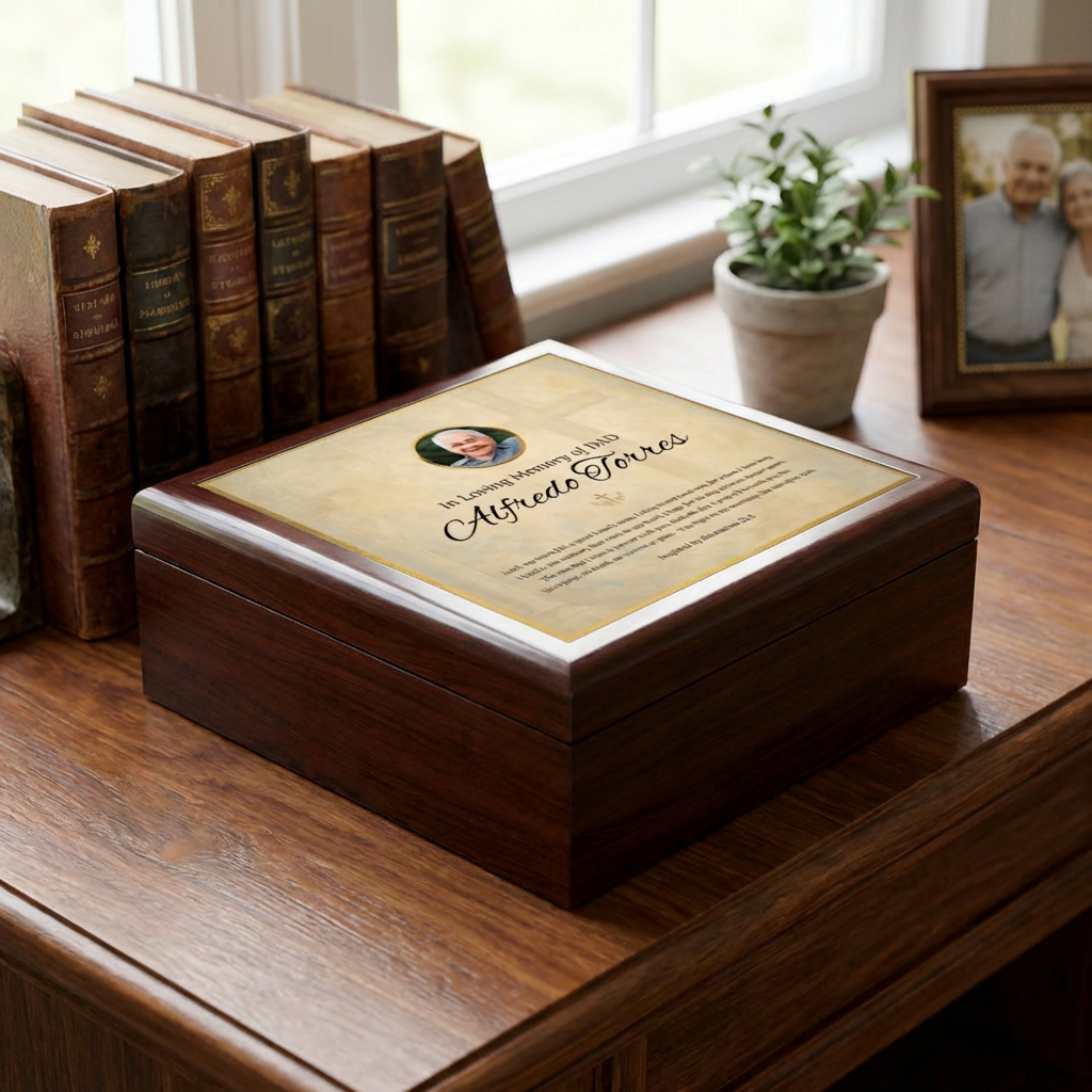Golden Grace Memorial Keepsake Box | Personalized Christian Gift for Loss of Father