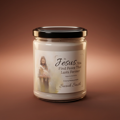 In Jesus You Find Peace Memorial Candle | Personalized Christian Sympathy Gift for Loss of Mother