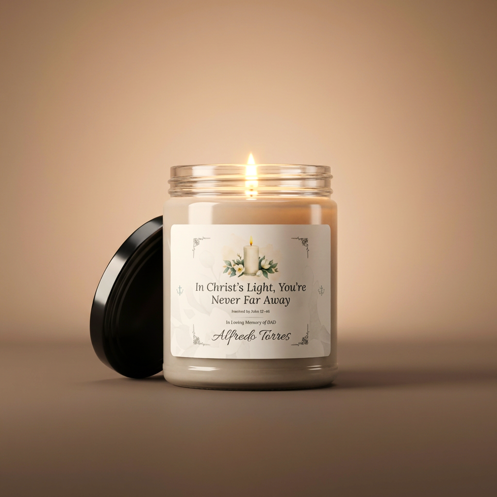 Christ’s Light Memorial Candle | Personalized Christian Sympathy Gift for Loss of Father