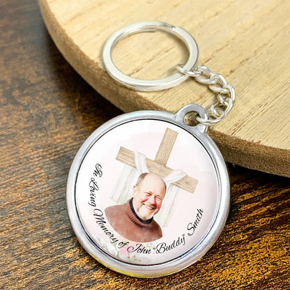 Custom Sacred Cross Memorial Keychain, Sympathy Keepsake, Religious Gift