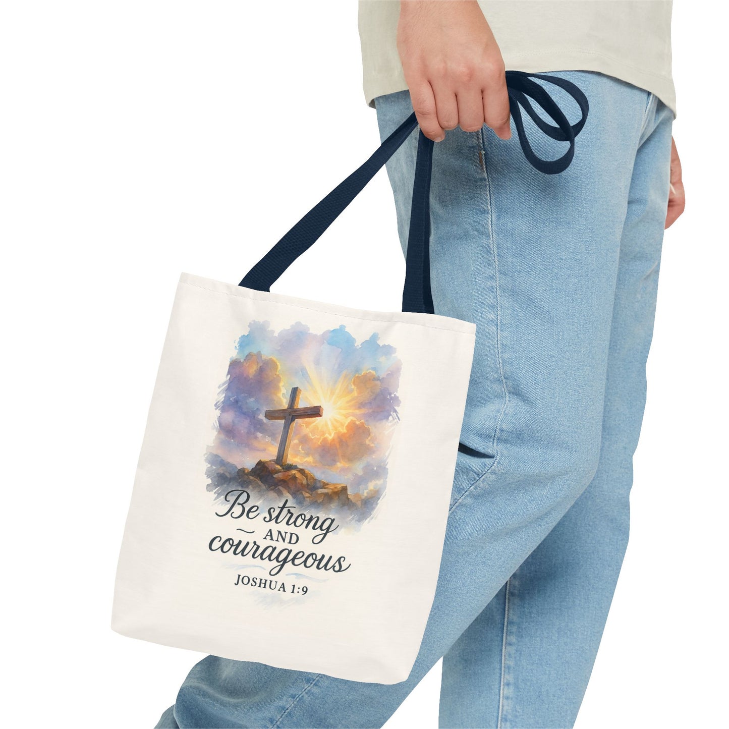 Inspirational Tote Bag - Be Strong and Courageous - Joshua 1:9 Memorial Gift