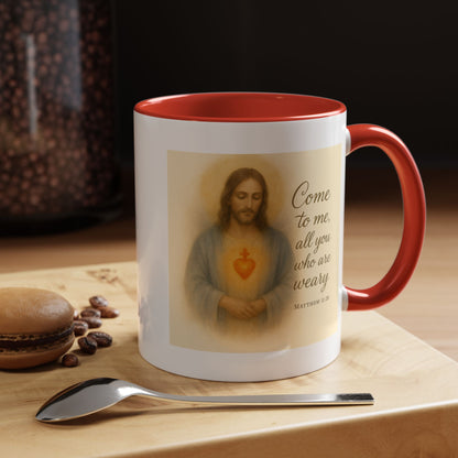 Memorial Accent Coffee Mug - Come to Me, All You Who Are Weary - Matthew 11:28