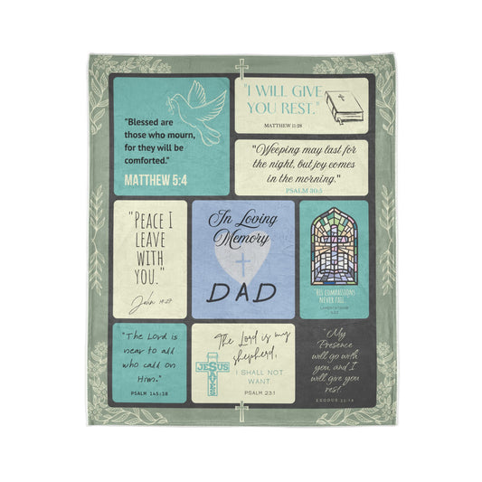 Christian Memorial Blanket - In Loving Memory of Dad Scripture Design