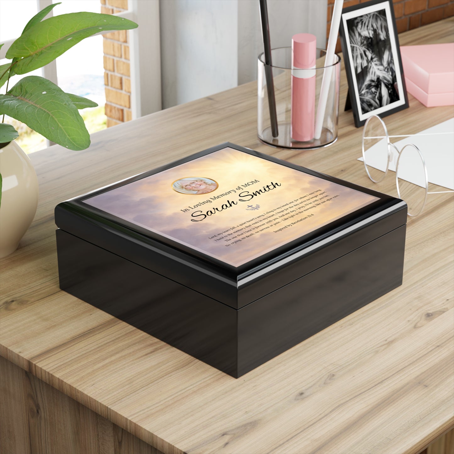 Heaven’s Light Memorial Keepsake Box | Personalized Christian Gift for Loss of Mother