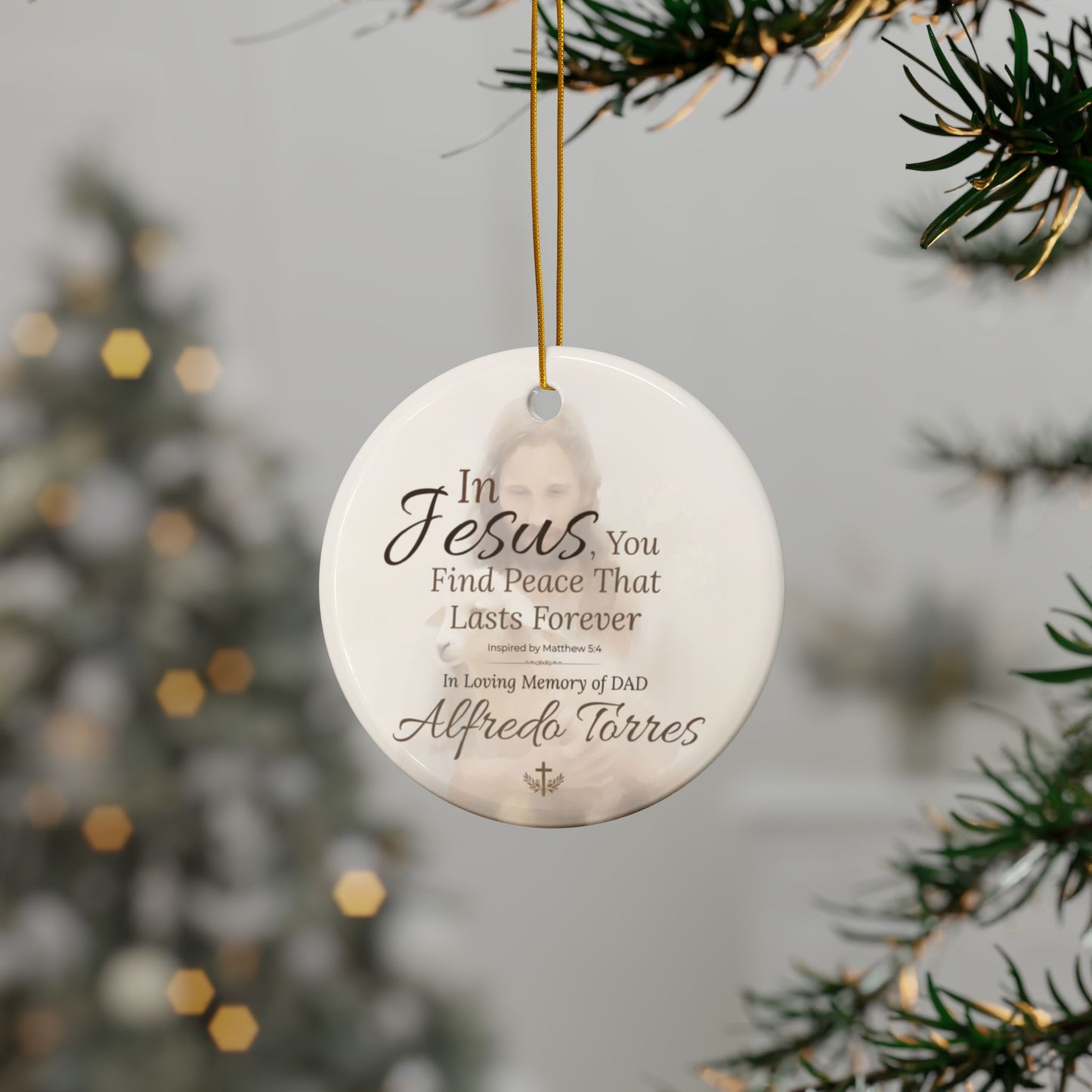 In Jesus You Find Peace Memorial Ornament | Personalized Christian Sympathy Gift for Loss of Father