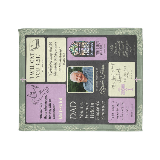 Heaven’s Embrace Memorial Blanket | Personalized Christian Sympathy Gift for Loss of Father