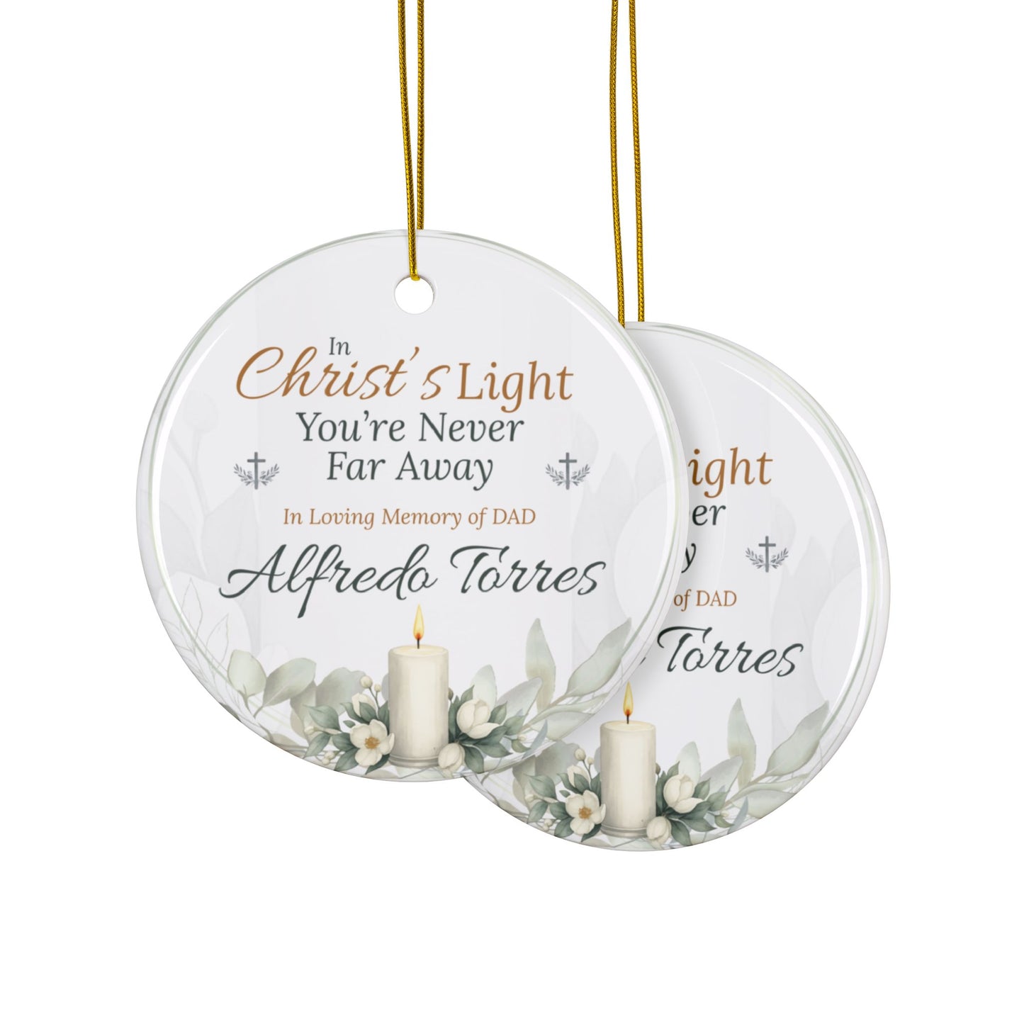 Christ’s Light Memorial Ornament | Personalized Christian Sympathy Gift for Loss of Father