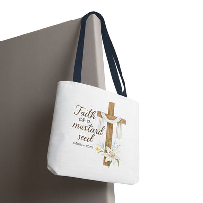 Inspirational Tote Bag - Faith as a Mustard Seed - Matthew 17:20 Memorial Gift